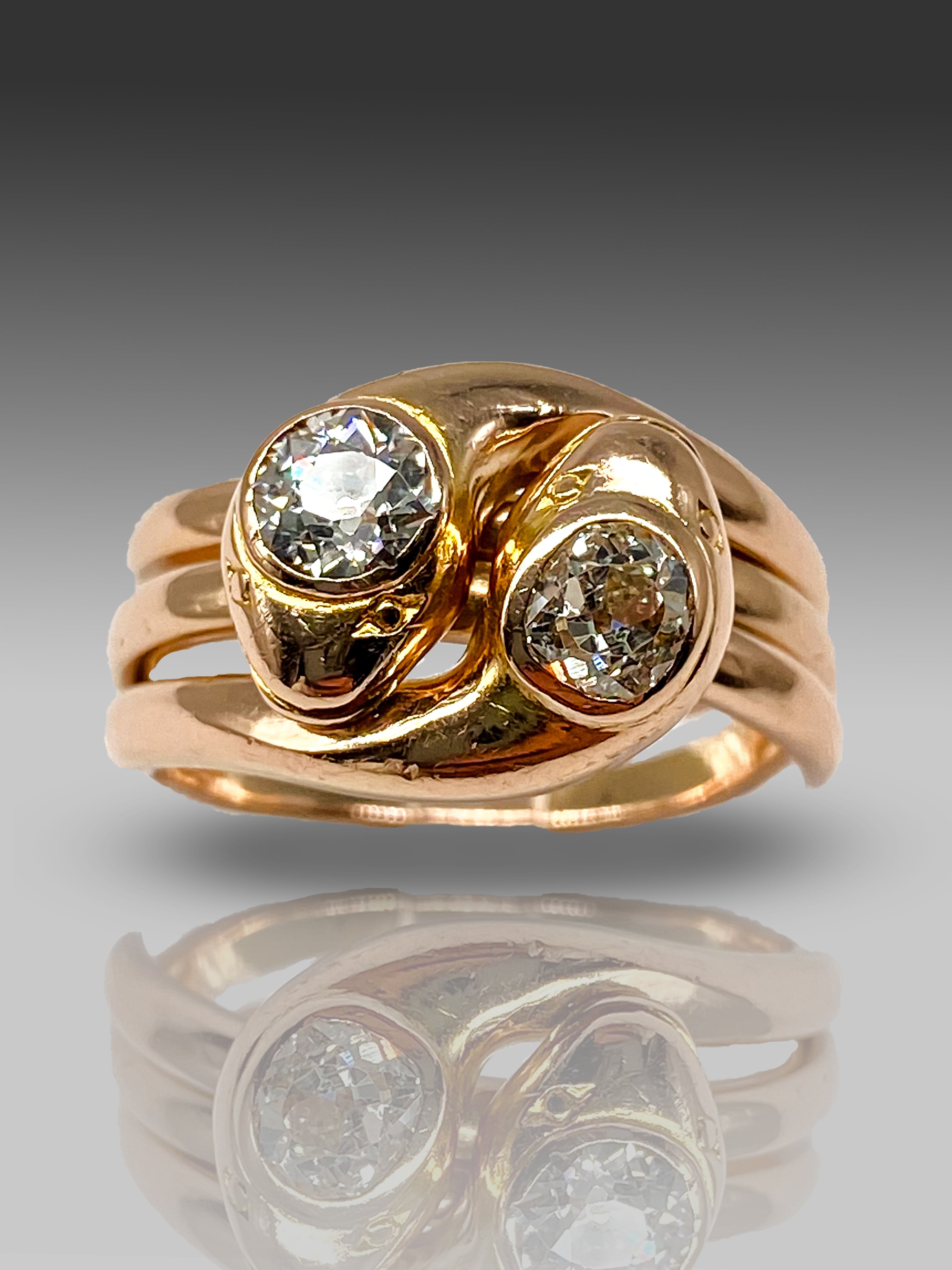 Liebesring 585 Gelbgold mit Diamanten, 2-teilig