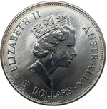 Laden Sie das Bild in den Galerie-Viewer, Australien 5 Dollar 1990 – Erstausgabe Kookaburra Silbermünze 1 oz
