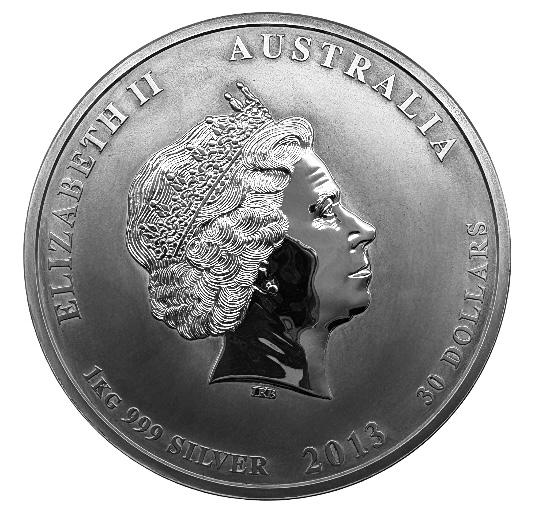 30 Dollar 2013 Australien Year of the Snake – 1 kg Silbermünze | Elizabeth II