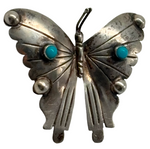 Laden Sie das Bild in den Galerie-Viewer, Silber 925 Brosche Schmetterling mit Türkis 4.6 g
