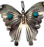 Laden Sie das Bild in den Galerie-Viewer, Silber 925 Brosche Schmetterling mit Türkis 4.6 g
