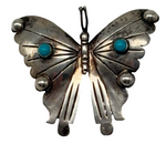 Laden Sie das Bild in den Galerie-Viewer, Silber 925 Brosche Schmetterling mit Türkis 4.6 g
