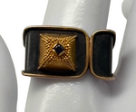 Laden Sie das Bild in den Galerie-Viewer, Silber 925 Ring mit Goldenen Details &amp; Onyx 7.8 g
