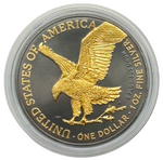 Laden Sie das Bild in den Galerie-Viewer, American Silver Eagle 2021 – Type 2 – 1 oz Silber 999 – Gold auf Schwarz veredelt

