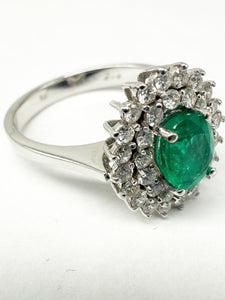 Ring 750er Weißgold mit Diamanten und Smaragd