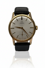 Laden Sie das Bild in den Galerie-Viewer, Vintage Omega Armbanduhr mit Lederarmband Gold
