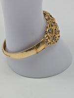 Laden Sie das Bild in den Galerie-Viewer, Antiker Gold-Armreif mit Smaragden und Diamanten - Historismus - 14K
