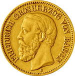 Laden Sie das Bild in den Galerie-Viewer, Baden 10 Mark Goldmünze 1876 Friedrich I  A
