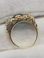 Laden Sie das Bild in den Galerie-Viewer, Antiker Damenring - Smaragd und Diamant - 14K Gelbgold
