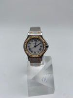 Laden Sie das Bild in den Galerie-Viewer, Cartier Santos Octagon 25mm Custom Diamond Bezel White Dial Two Tone 18kt Gold W
