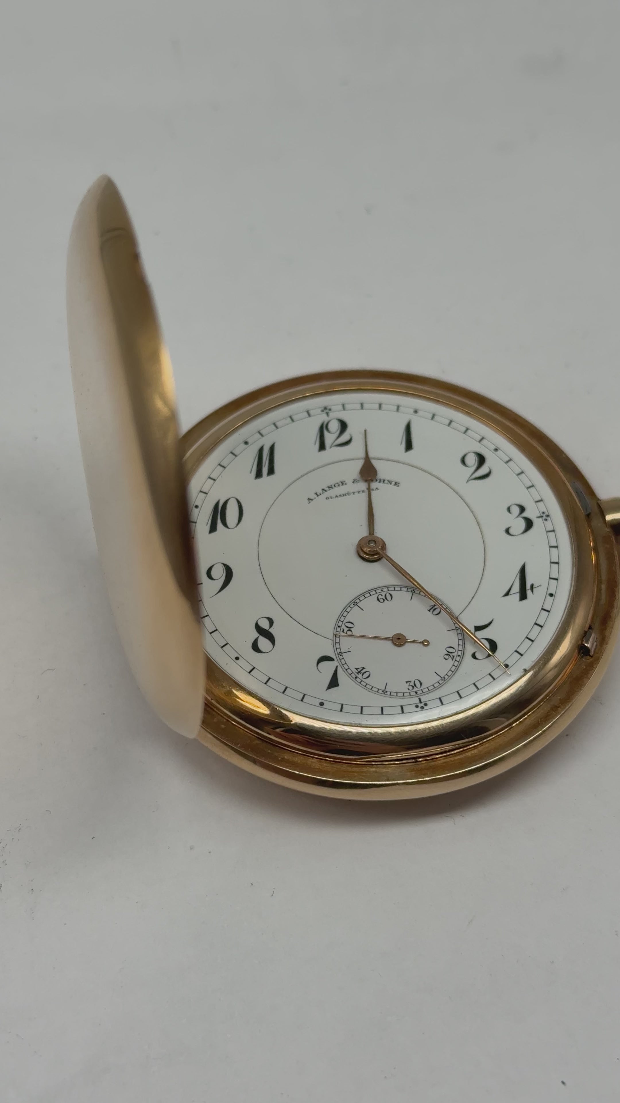 Lang & Söhne Taschenuhr Gold 14k mit Archivauszug, 1920 Verkaufsdatum