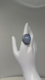 Laden und Abspielen von Videos im Galerie-Viewer, 750er Weißgold Ring mit Mondstein und Saphiren

