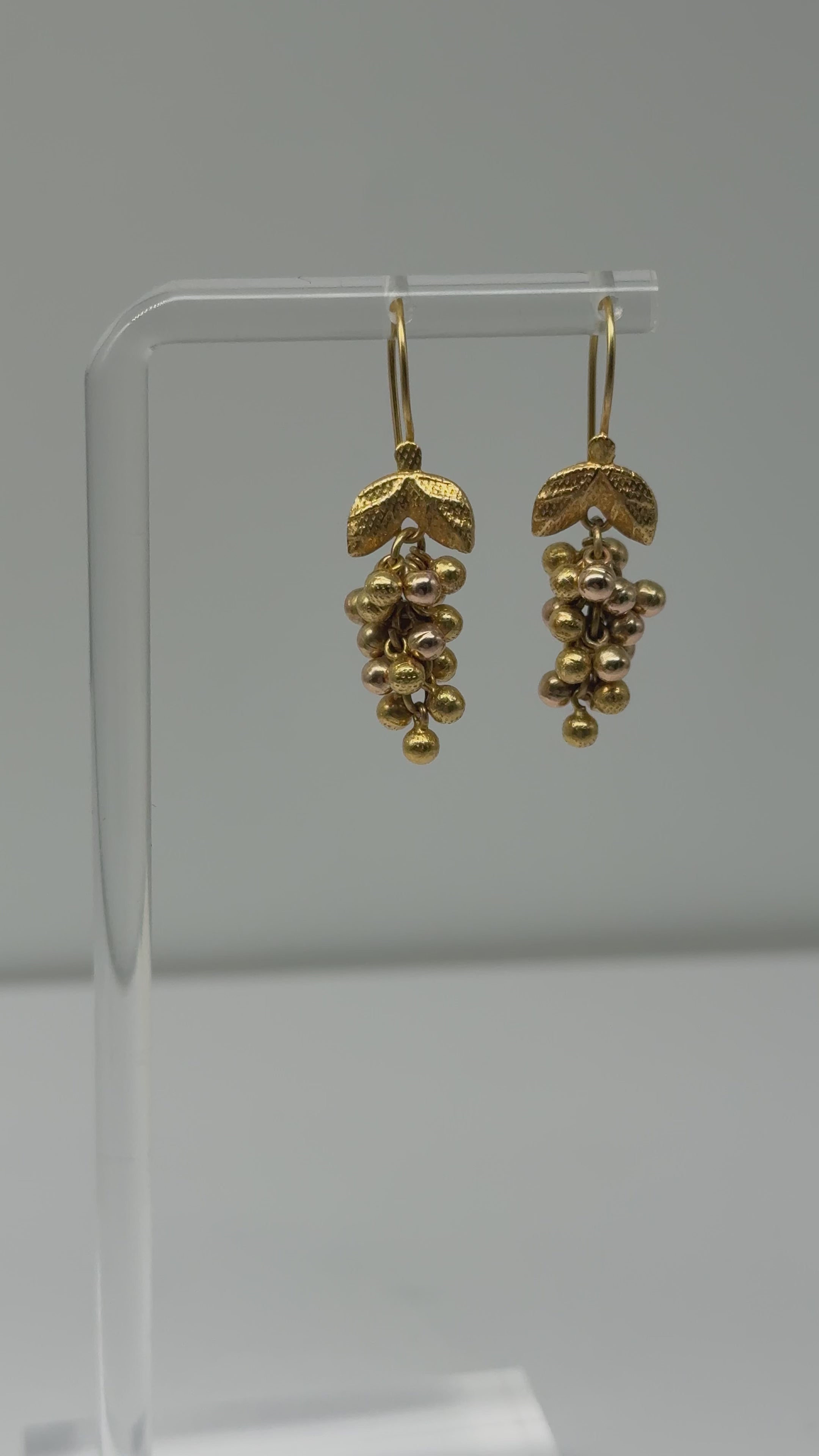 14k Gelbgold Ohrringe, Weintraubenform