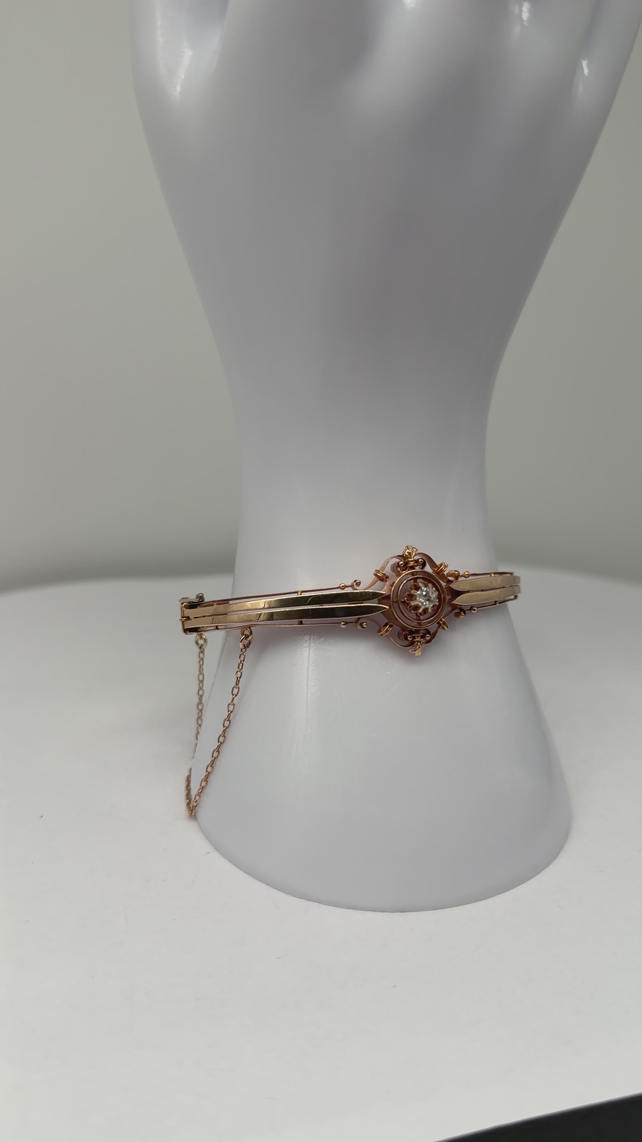 Antikes Armband aus 585er Gelbgold mit Diamant | Jugendstil um 1890–1905