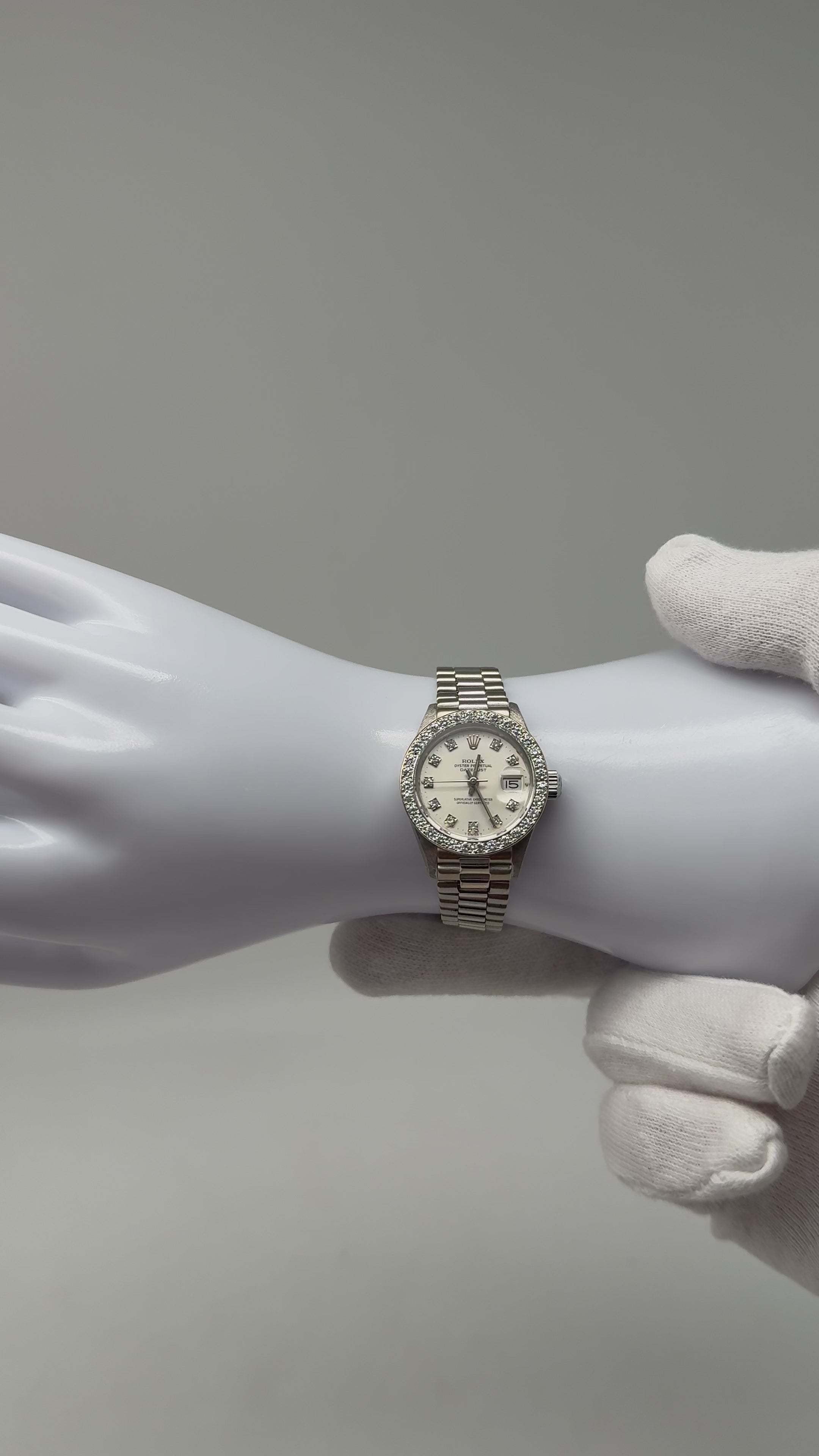 Rolex Lady-Datejust 69174; 26 mm, 18K Weißgold