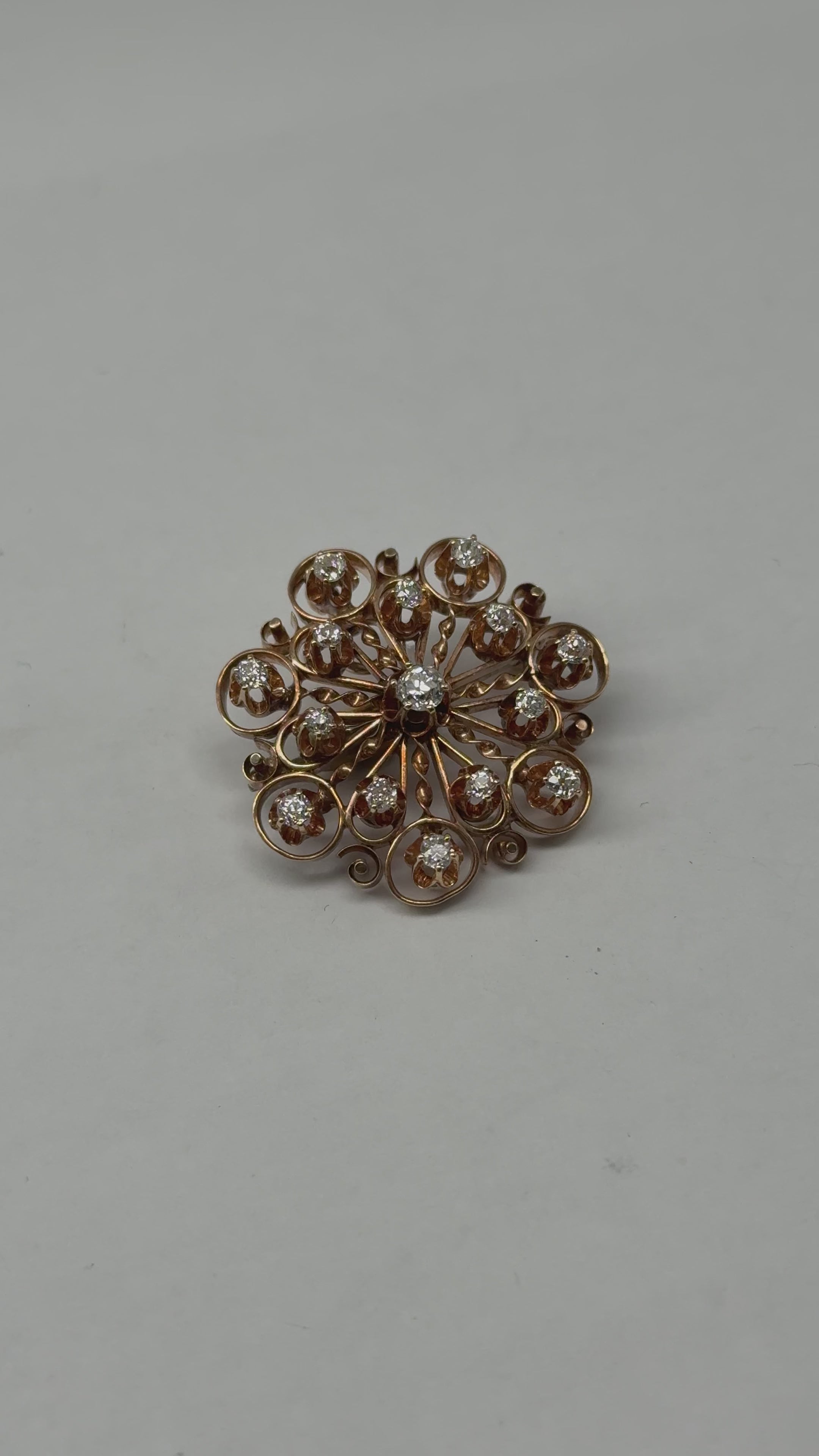 Anhänger/Brosche aus Gelbgold und Diamanten 585er