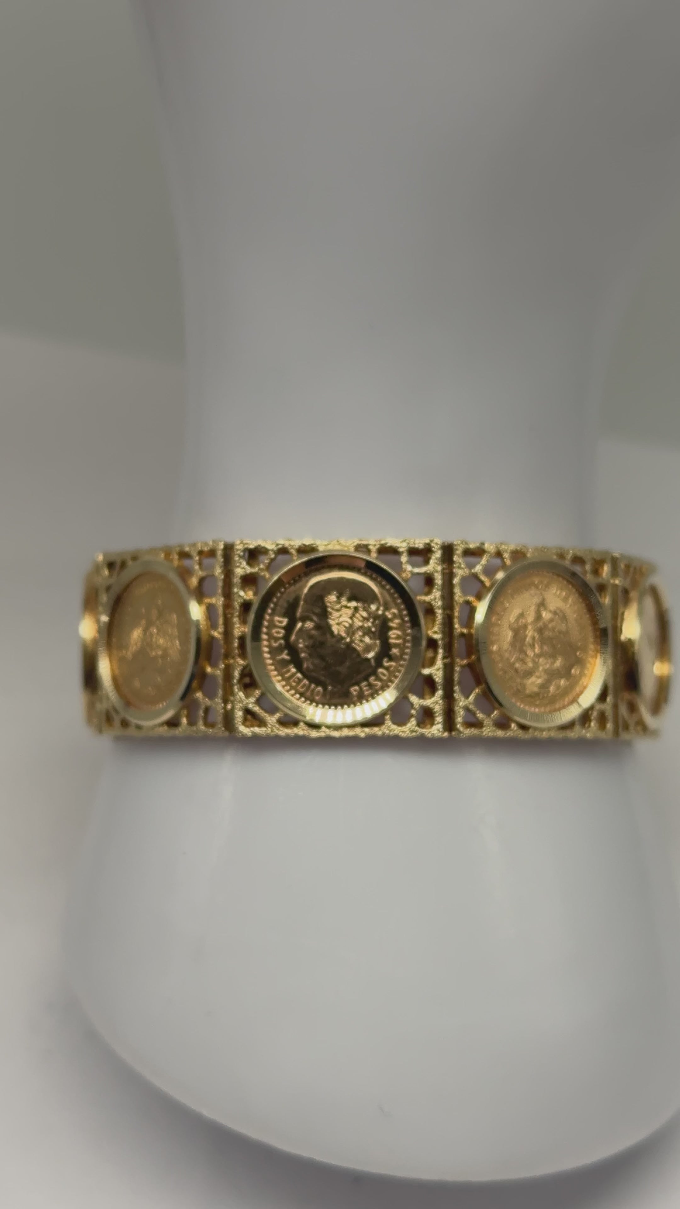 585er Gelbgold Armband mit mexikanischen 900er Gelbgold Münzen
