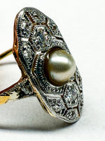 Laden Sie das Bild in den Galerie-Viewer, 585er Gelbgold Ring mit Perle und Diamanten
