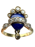 Laden Sie das Bild in den Galerie-Viewer, 18K Gelbgold Ring mit Diamanten und Emaille
