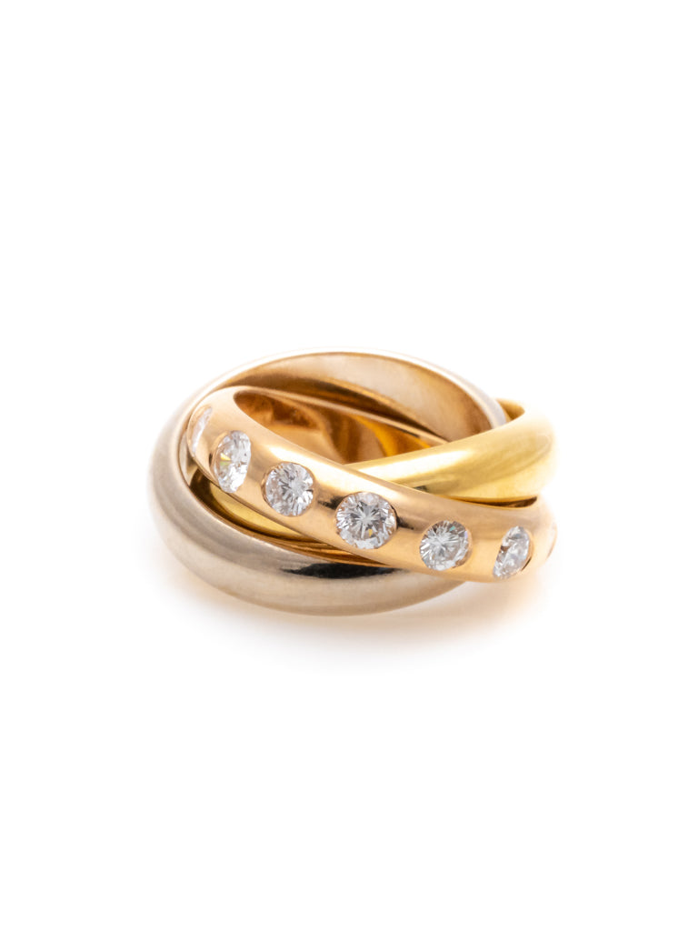 18k Tricolor 3x Ring mit 14x Diamanten Gold /Roségold/ Weißgold