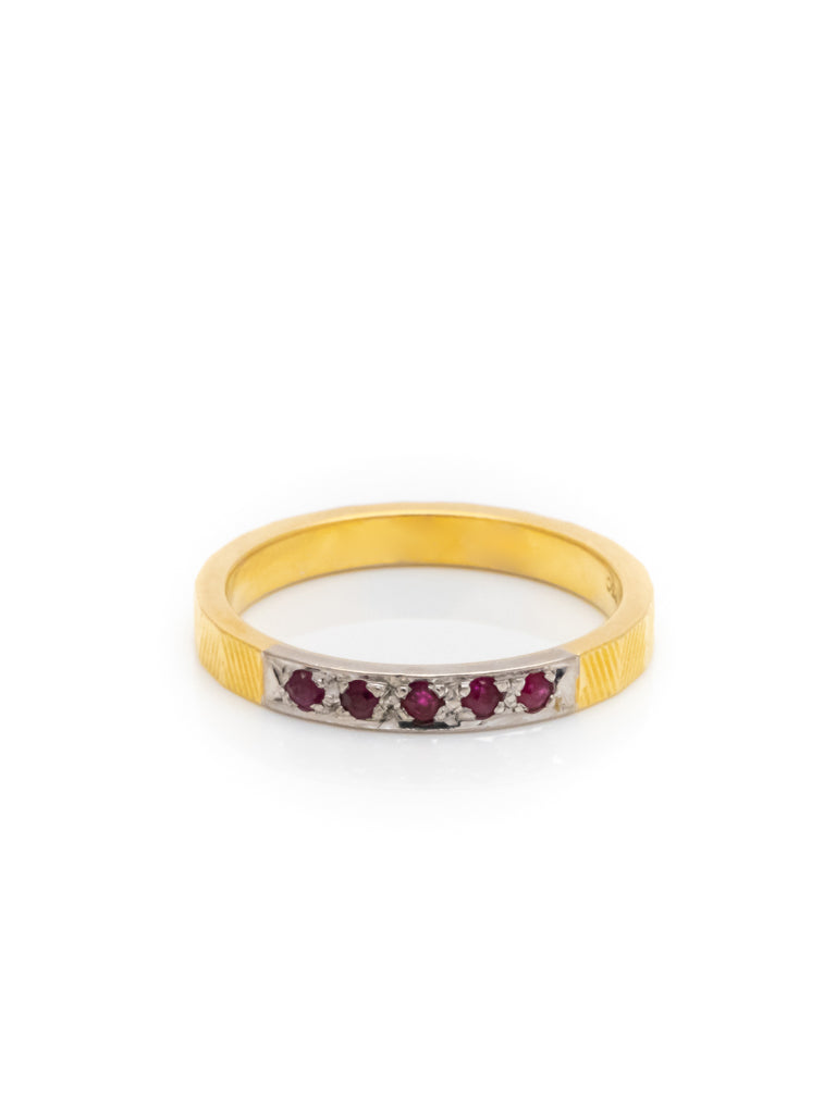 18k Gelbgold Memoire Ring Rubinen