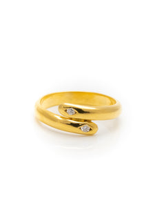 18k Gelbgold Ring mit 2x Diamanten