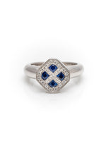 Laden Sie das Bild in den Galerie-Viewer, 18k Weißgold Ring mit Saphiren &amp; Diamanten
