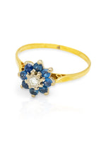 Laden Sie das Bild in den Galerie-Viewer, 18k Gelbgold - Ring - mit Saphiren und einem Diamant
