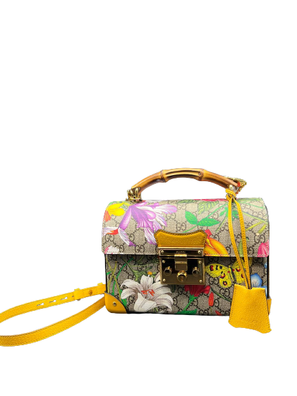 Gucci Schultertasche Padlock Flora GG Supreme Small