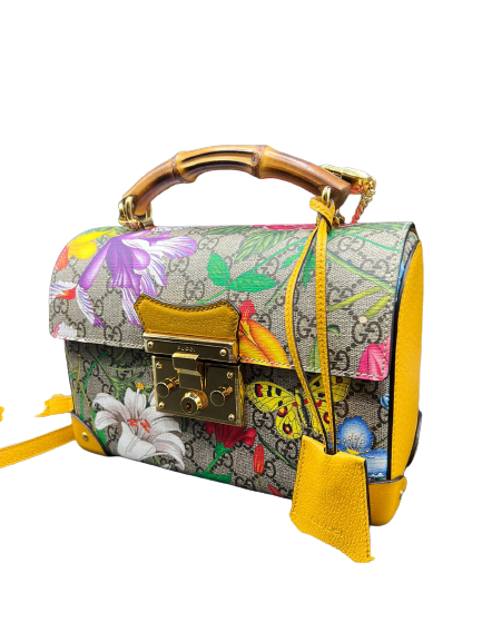 Gucci Schultertasche Padlock Flora GG Supreme Small Timanoz