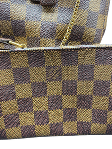 Louis Vuitton Handtasche Shopping bag in ebene damier canvas and brown leather