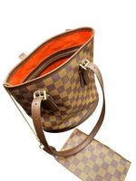 Laden Sie das Bild in den Galerie-Viewer, Louis Vuitton Handtasche Shopping bag in ebene damier canvas and brown leather
