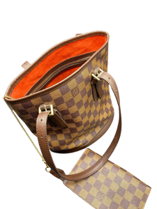 Louis Vuitton Handtasche Shopping bag in ebene damier canvas and brown leather